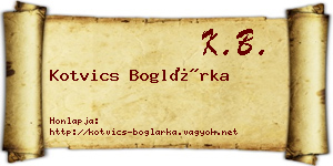 Kotvics Boglárka névjegykártya